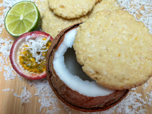 Load image into Gallery viewer, Sandra del Sol: A Vegan-Friendly Coconut Passion Fruit Shortbread  (half-dozen)
